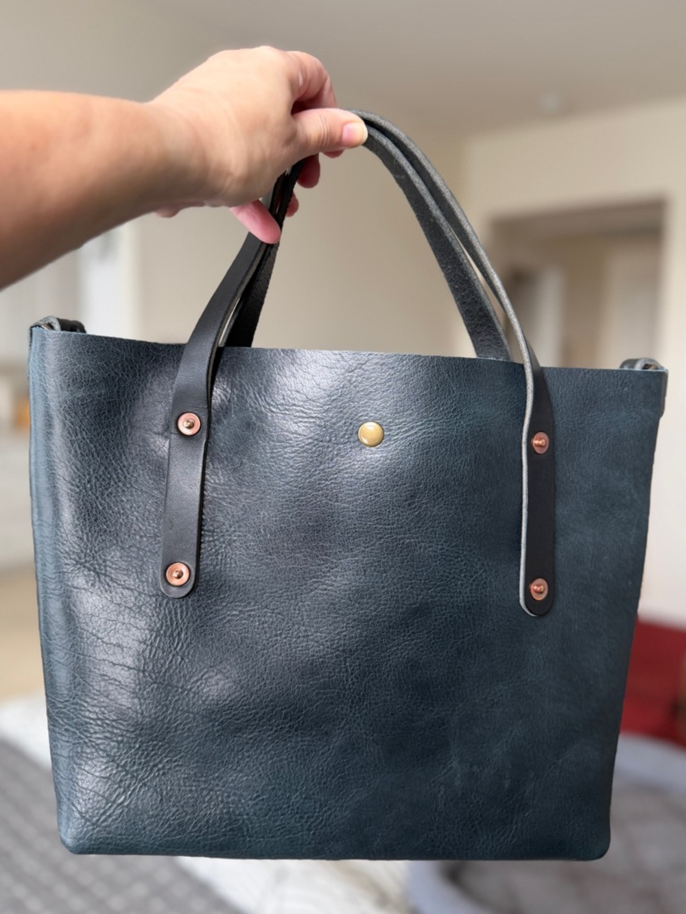 NEW GFG Go Forth Goods Indigo Bison Small Avery Tote Leather Bag - Picture 2 of 8
